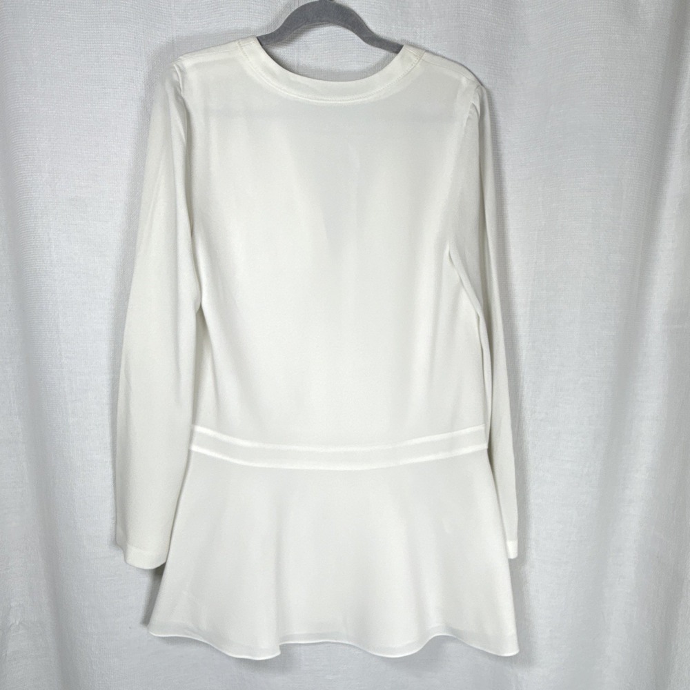 Elizabeth and James White V-Neck Long Sleeve Peplum Mini Dress, Size 10 - Picture 7 of 11